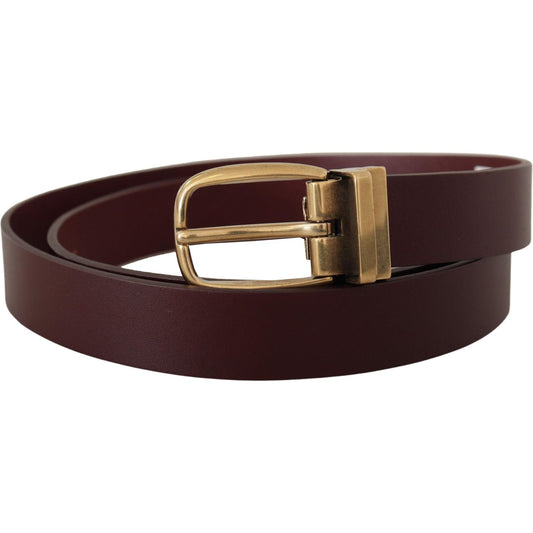 Dolce & Gabbana Brown Leather Classic Gold Metal Buckle Belt BEL8509 - 90