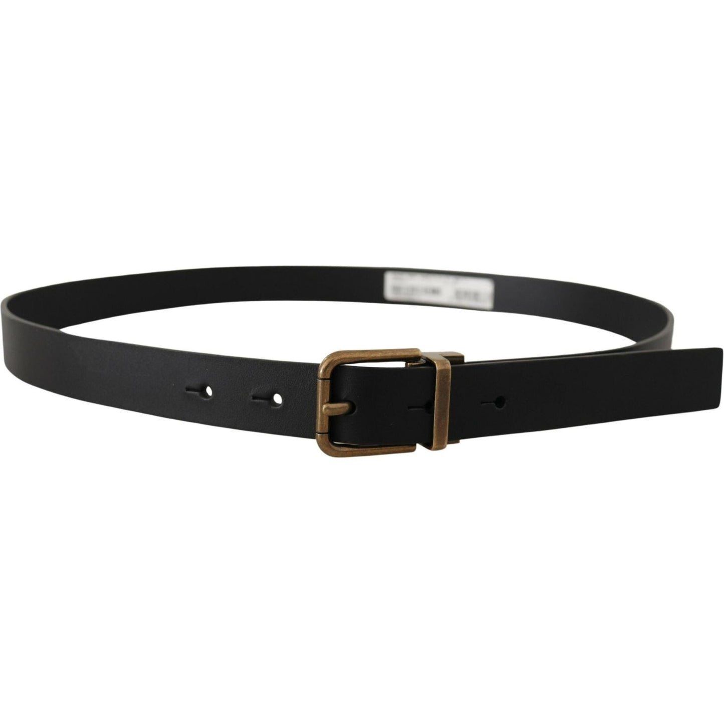Dolce & Gabbana Black Leather Brass Metal Box Buckle Belt BEL8515 - 90