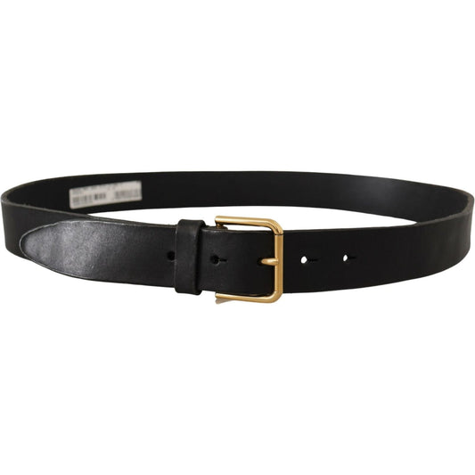 Dolce & Gabbana Black Leather Gold Tone Logo Metal Buckle Belt BEL8519- 90