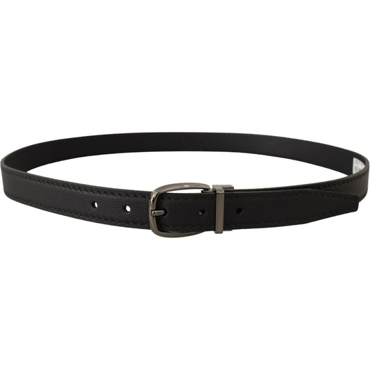 Dolce & Gabbana Black Leather Metal Logo Buckle Belt BEL8529-95