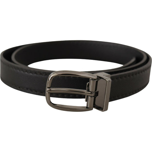 Dolce & Gabbana Black Leather Metal Logo Buckle Belt BEL8529-95