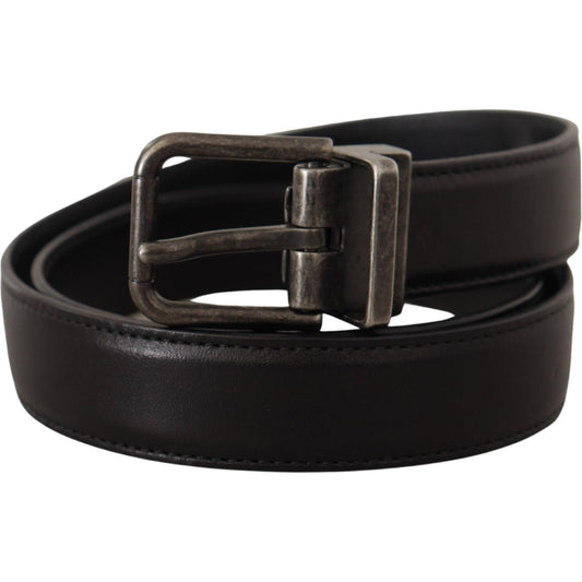 Dolce & Gabbana Black Calf Leather Logo Metal Buckle Belt BEL8542-100