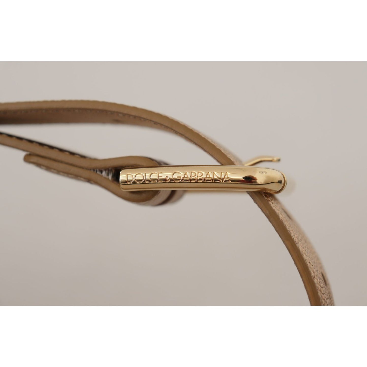 Dolce & Gabbana Rose Gold Leather Metallic Tone Metal Buckle Belt BEL8443 - 70