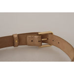 Dolce & Gabbana Rose Gold Leather Metallic Tone Metal Buckle Belt BEL8443 - 70