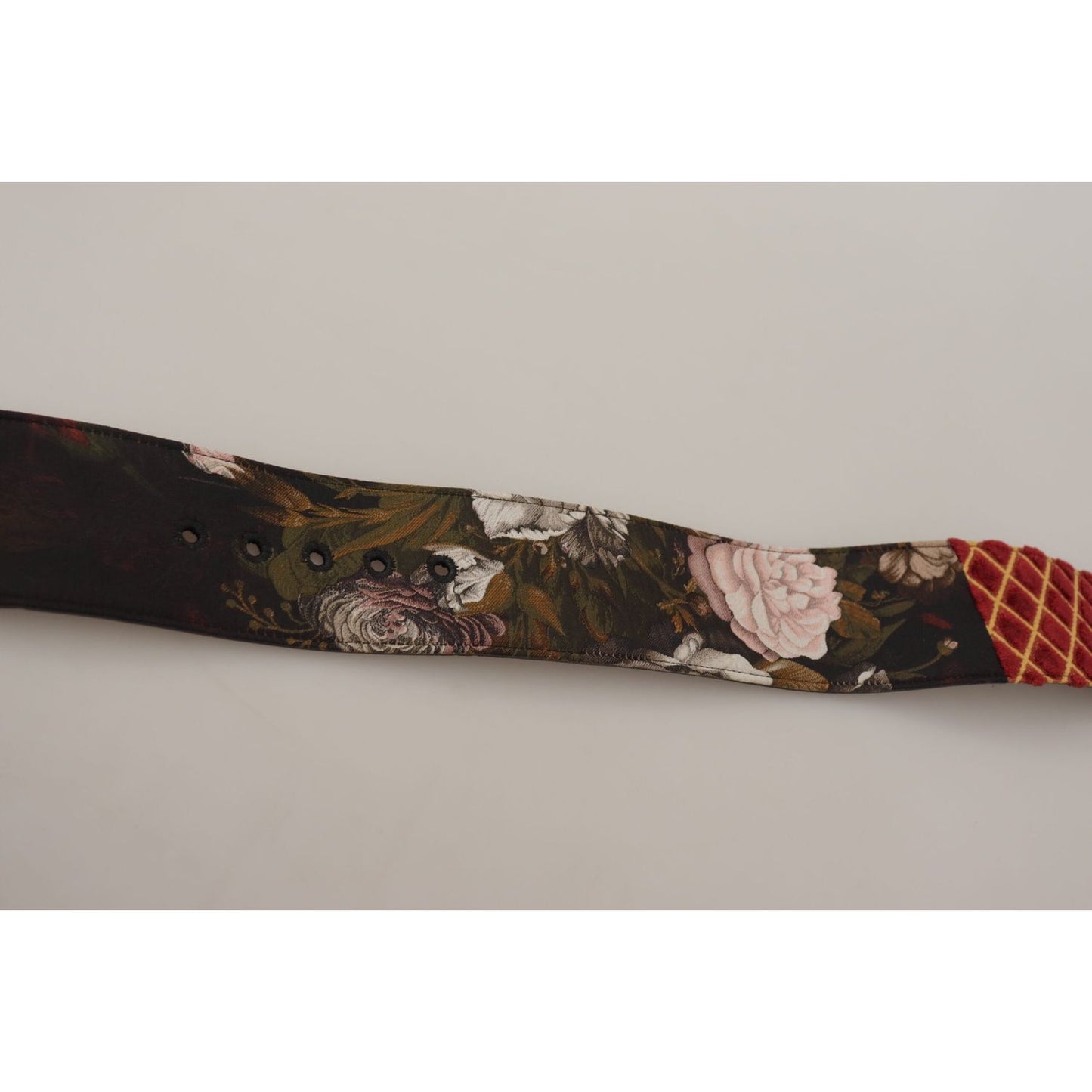 Dolce & Gabbana Multicolor Wide Leather Floral Gold Metal Buckle Belt