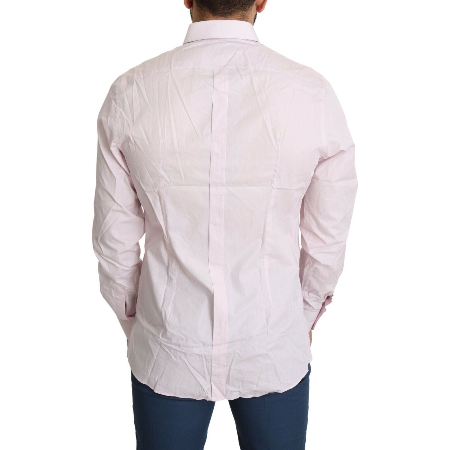 Dolce & Gabbana Light Pink Cotton Formal GOLD Dress Shirt