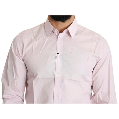 Dolce & Gabbana Light Pink Cotton Formal GOLD Dress Shirt