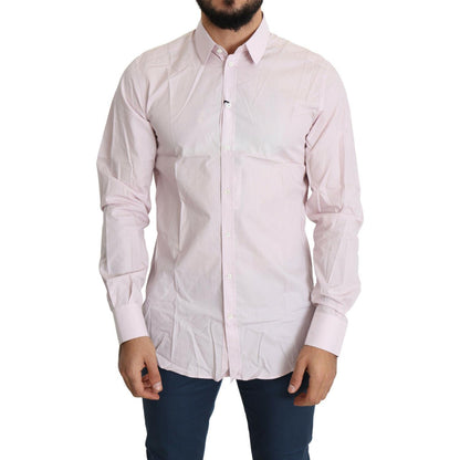 Dolce & Gabbana Light Pink Cotton Formal GOLD Dress Shirt