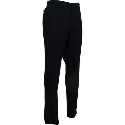 Dolce & Gabbana Black Wool Stretch Dress Formal Slim Fit Pant