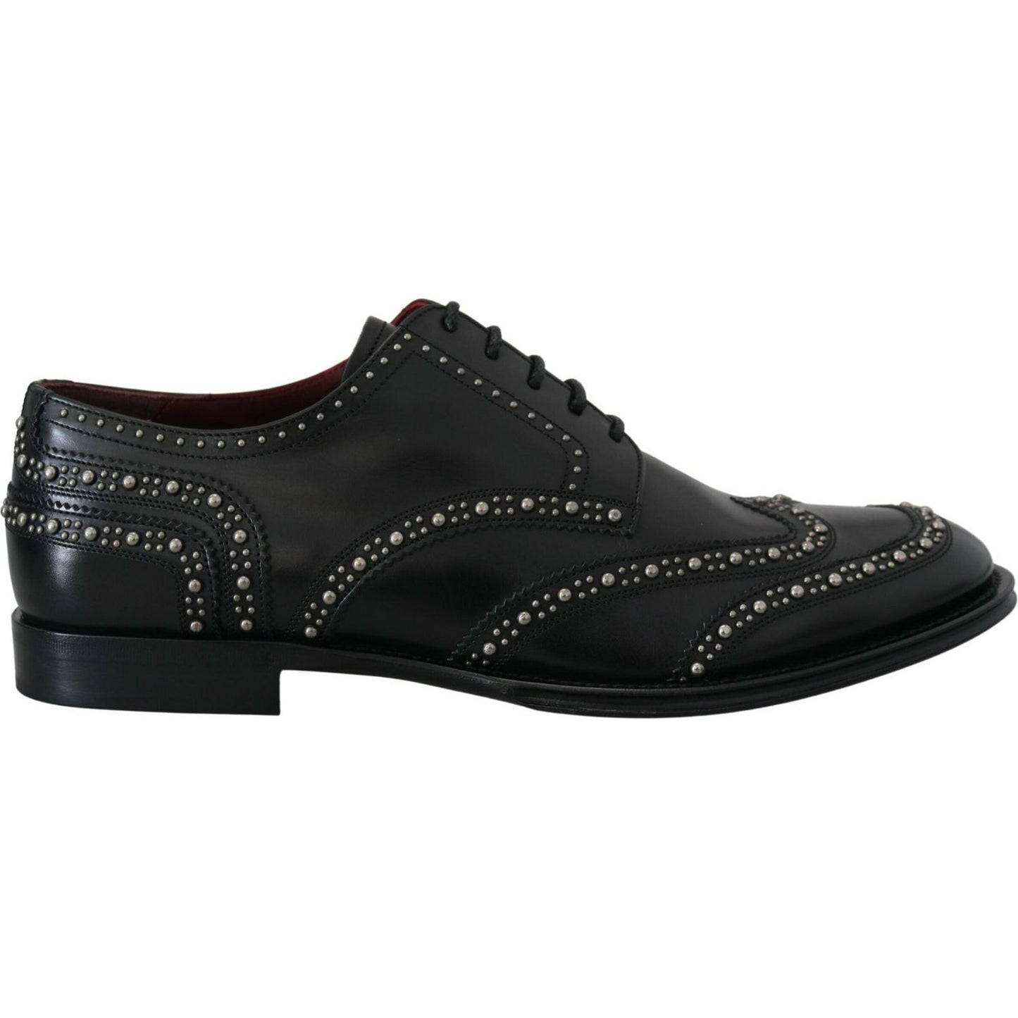 Dolce & Gabbana Black Leather Derby Dress Studded Shoes