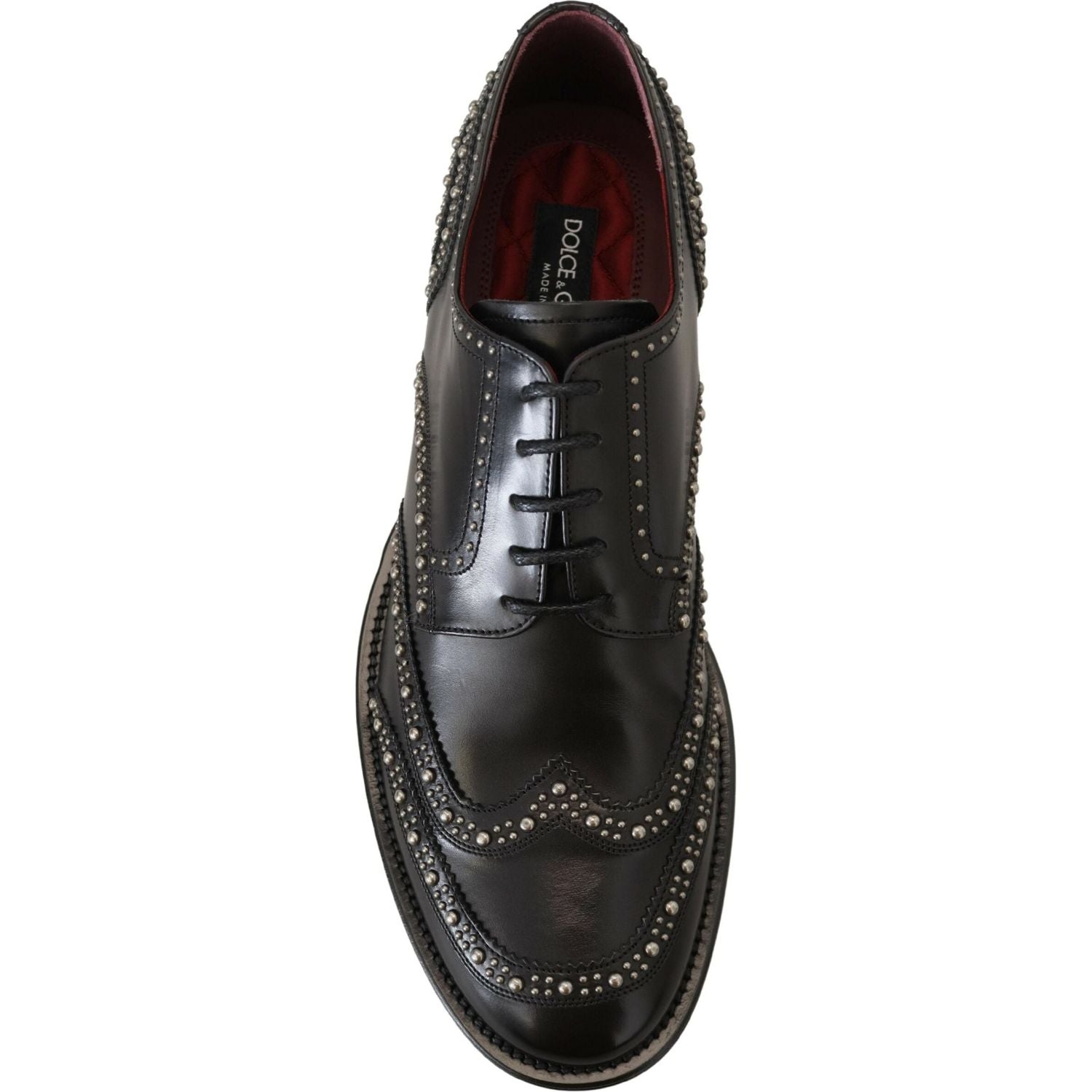 Dolce & Gabbana Black Leather Derby Dress Studded Shoes