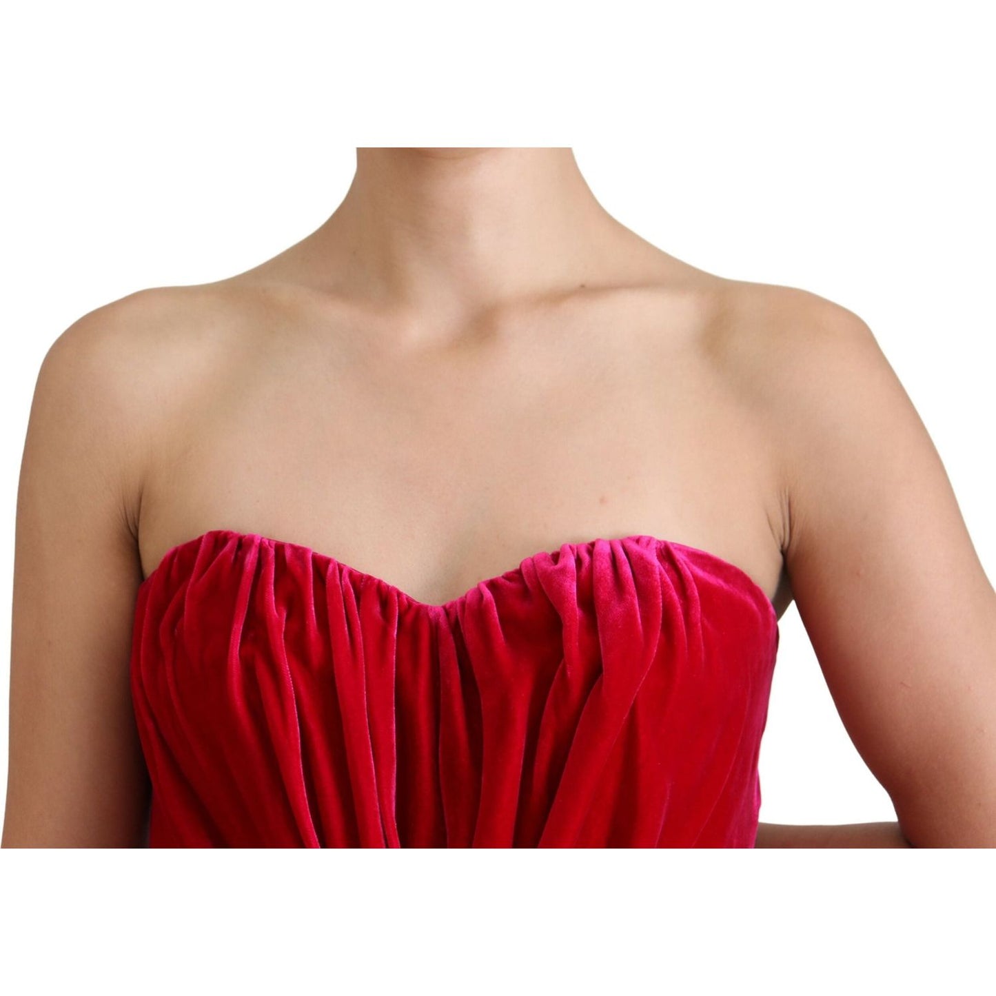 Dolce & Gabbana Pink Viscose Stretch Strapless A-line Dress