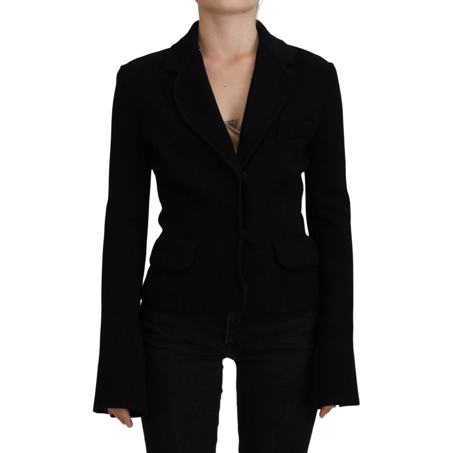 Dolce & Gabbana Black Button Cardigan Blazer Viscose Jacket 10% Nylon,15% Polyester,1728,3% Elastane,67345645728,Black,Blazers - Suits & Blazers - Clothing,Clothing,Dolce & Gabbana,IT38 | XS,Material: 72% Viscose,New with tags,Suits & Blazers - Clothing,S