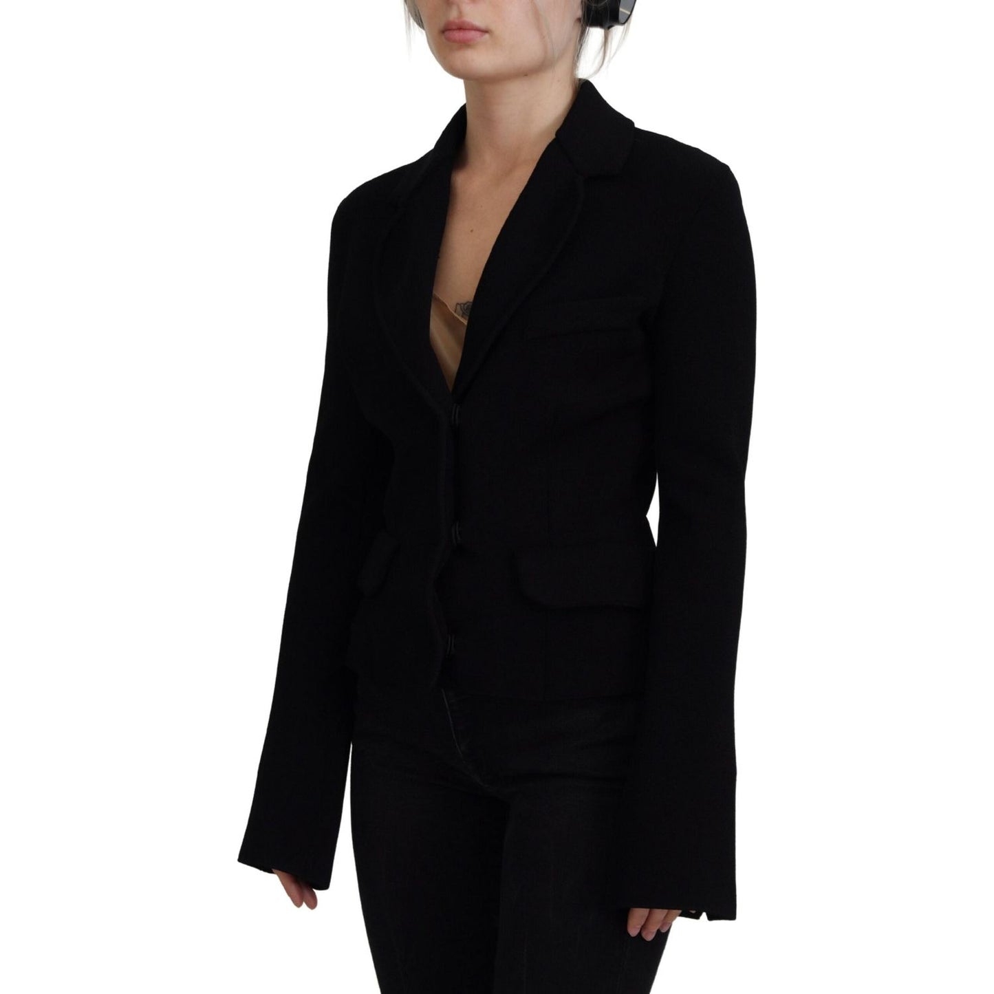 Dolce & Gabbana Black Button Cardigan Blazer Viscose Jacket 10% Nylon,15% Polyester,1728,3% Elastane,67345645728,Black,Blazers - Suits & Blazers - Clothing,Clothing,Dolce & Gabbana,IT38 | XS,Material: 72% Viscose,New with tags,Suits & Blazers - Clothing,S