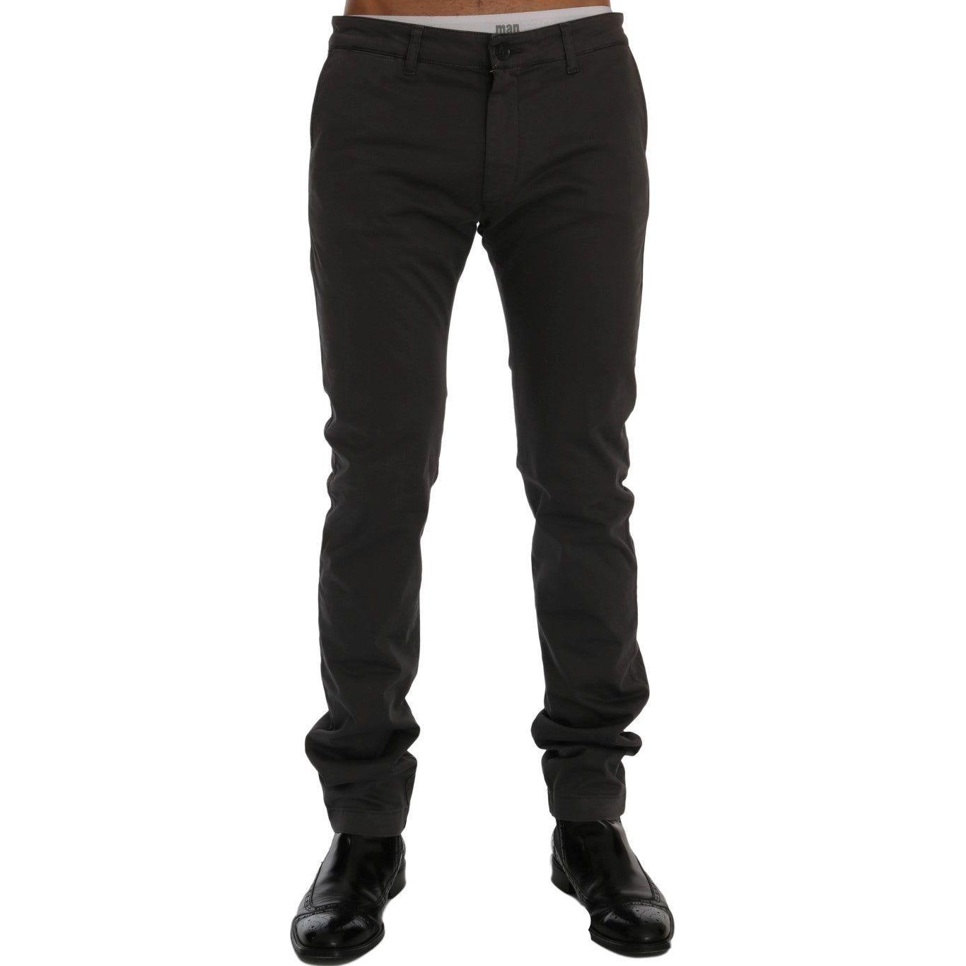 GF Ferre Gray Cotton Stretch Chinos Pants
