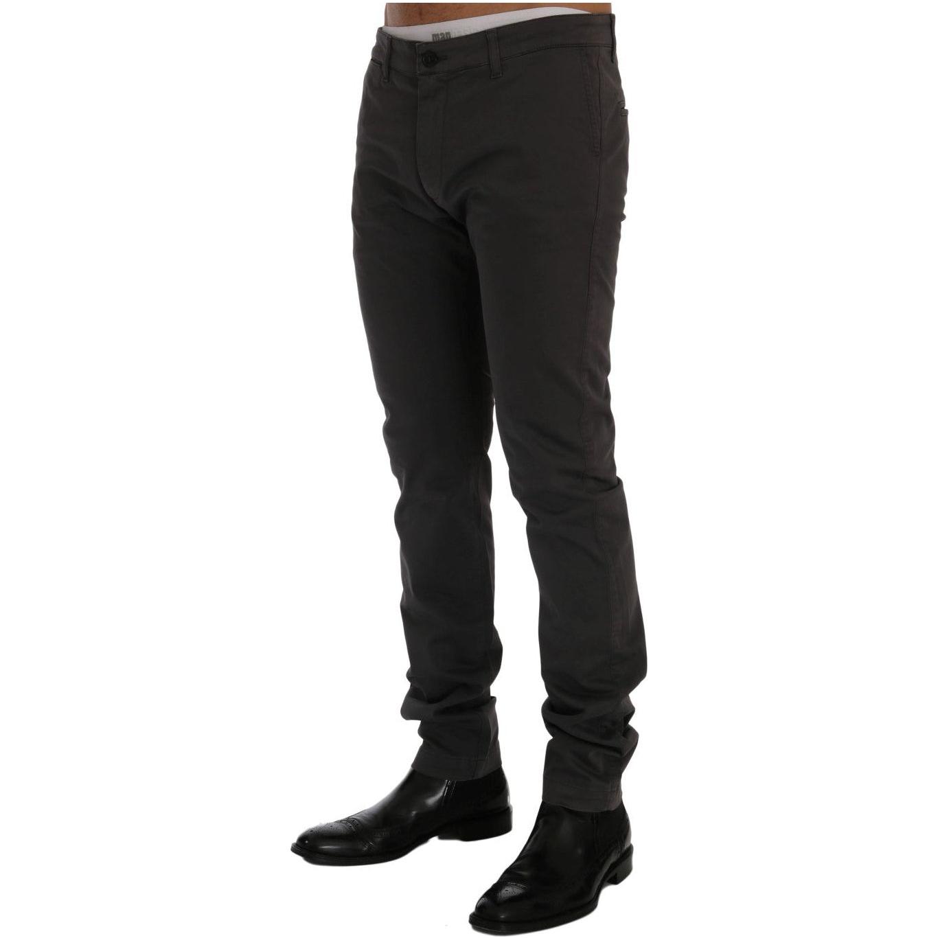 GF Ferre Gray Cotton Stretch Chinos Pants