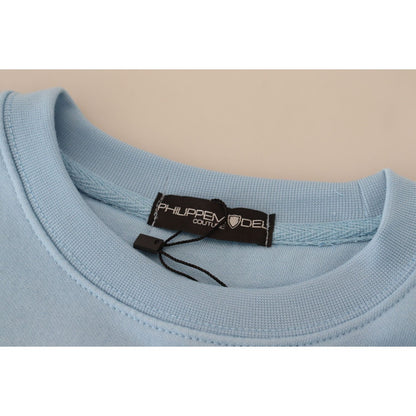 Philippe Model Light Blue Logo Printed Long Sleeves Sweater