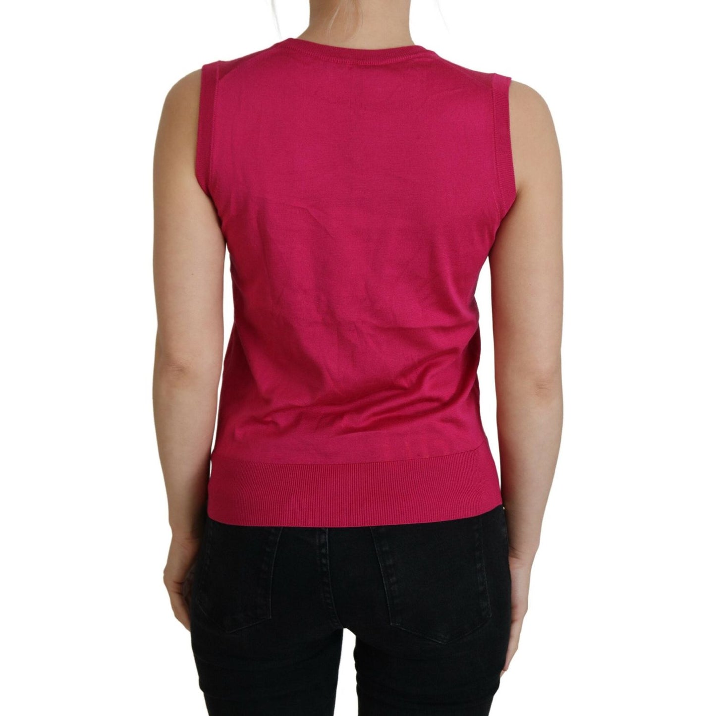 Dolce & Gabbana Pink Silk Vest Pullover Crewneck Tank Top