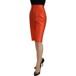 Dolce & Gabbana Orange Silk High Waist Cropped Pants