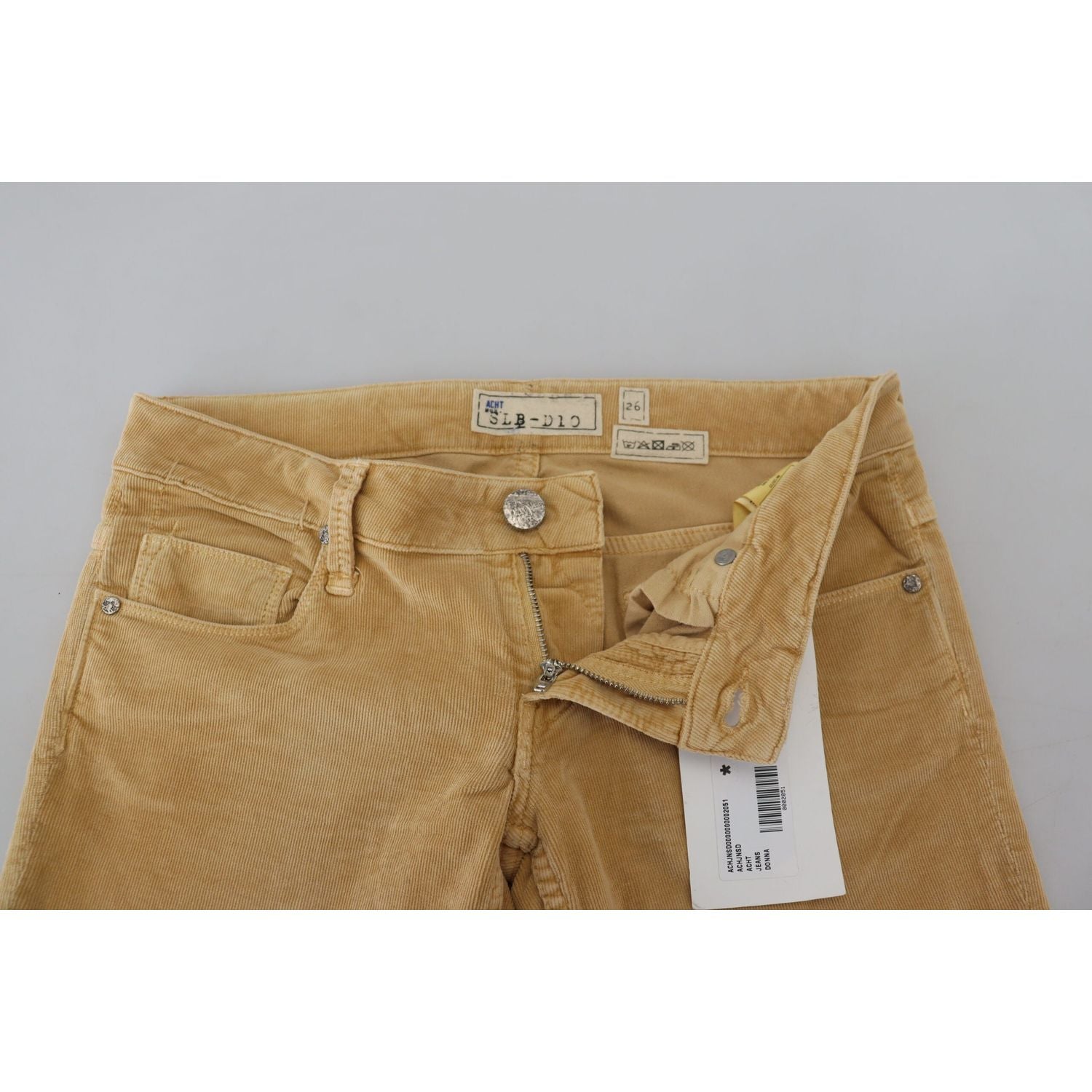 بنطال Acht Chic بني ضيق بخصر منخفض من قماش مخملي