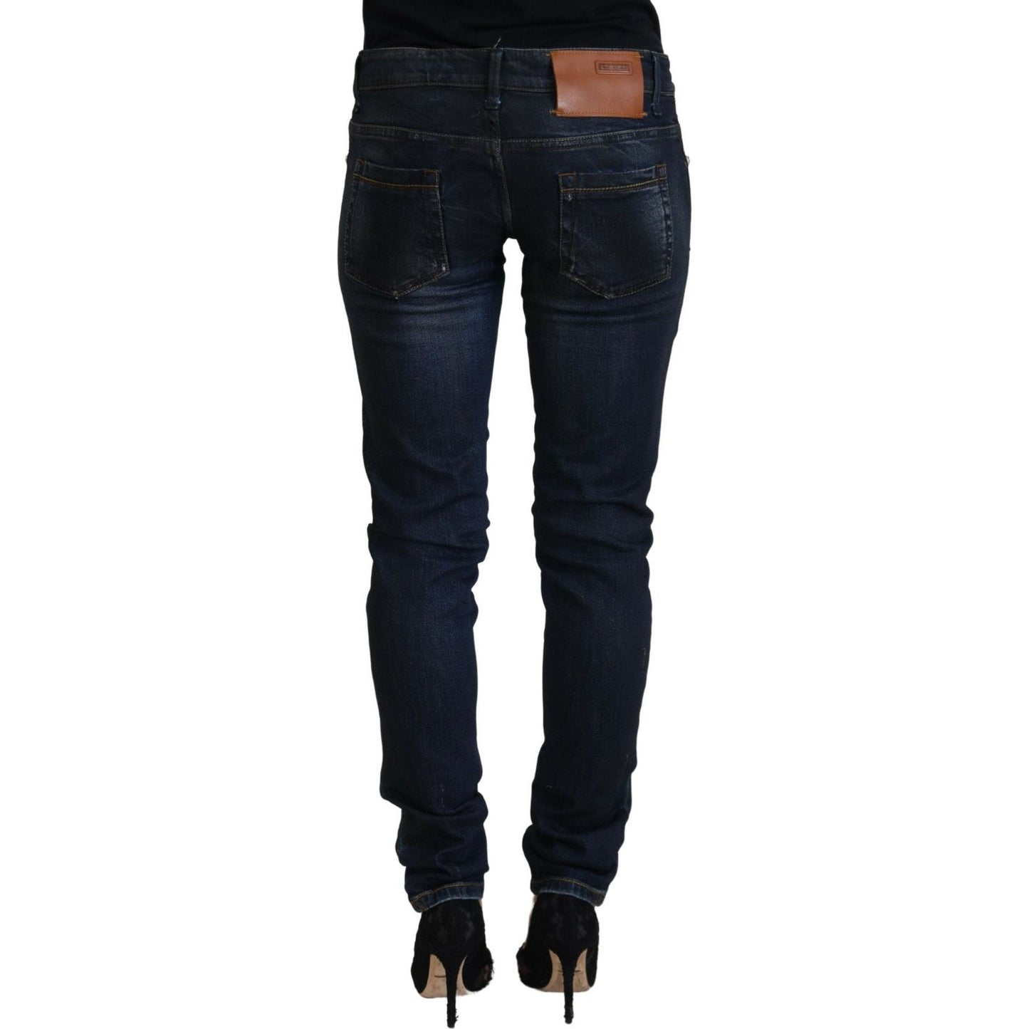 Acht Blue Cotton Low Waist Slim Fit Women Casual Jeans