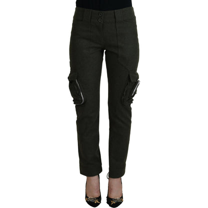Ermanno Scervino Green Lace Up Leg Women Tapered Pants