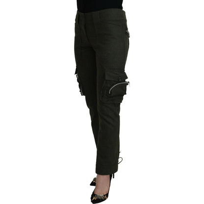 Ermanno Scervino Green Lace Up Leg Women Tapered Pants