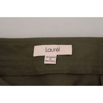 LAUREL Green Cotton High Waist Women Tapered Pants