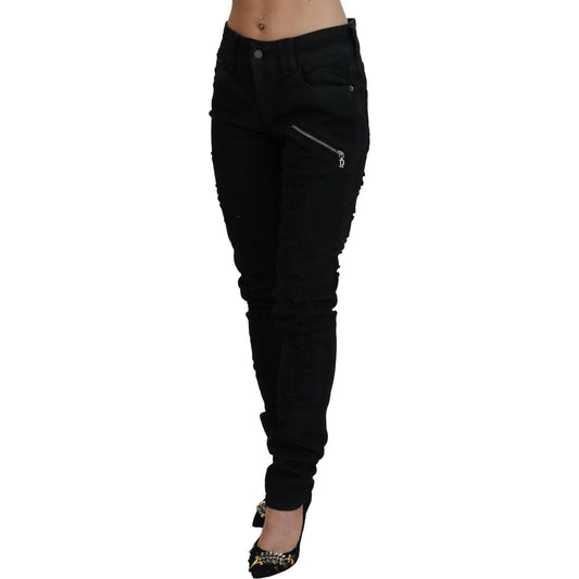 John Galliano Black Cotton Mid Waist Skinny Slim Fit Denim Jeans