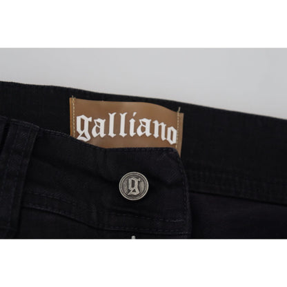 John Galliano Black Cotton Mid Waist Skinny Slim Fit Denim Jeans
