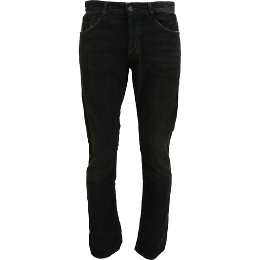 Costume National Gray Cotton Corduroy Men Casual Jeans