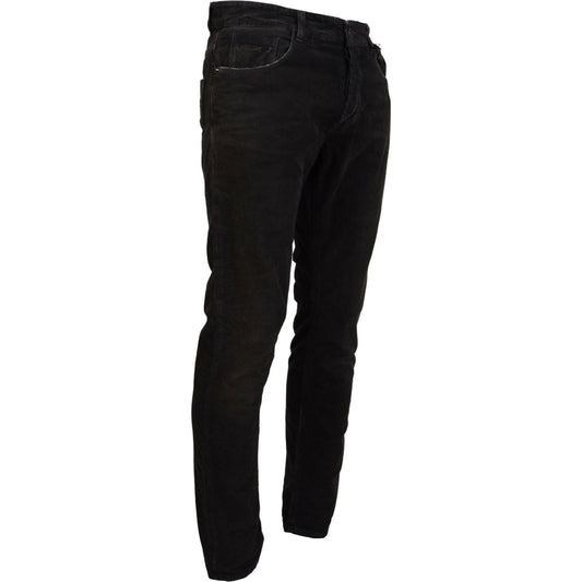 Costume National Gray Cotton Corduroy Men Casual Jeans