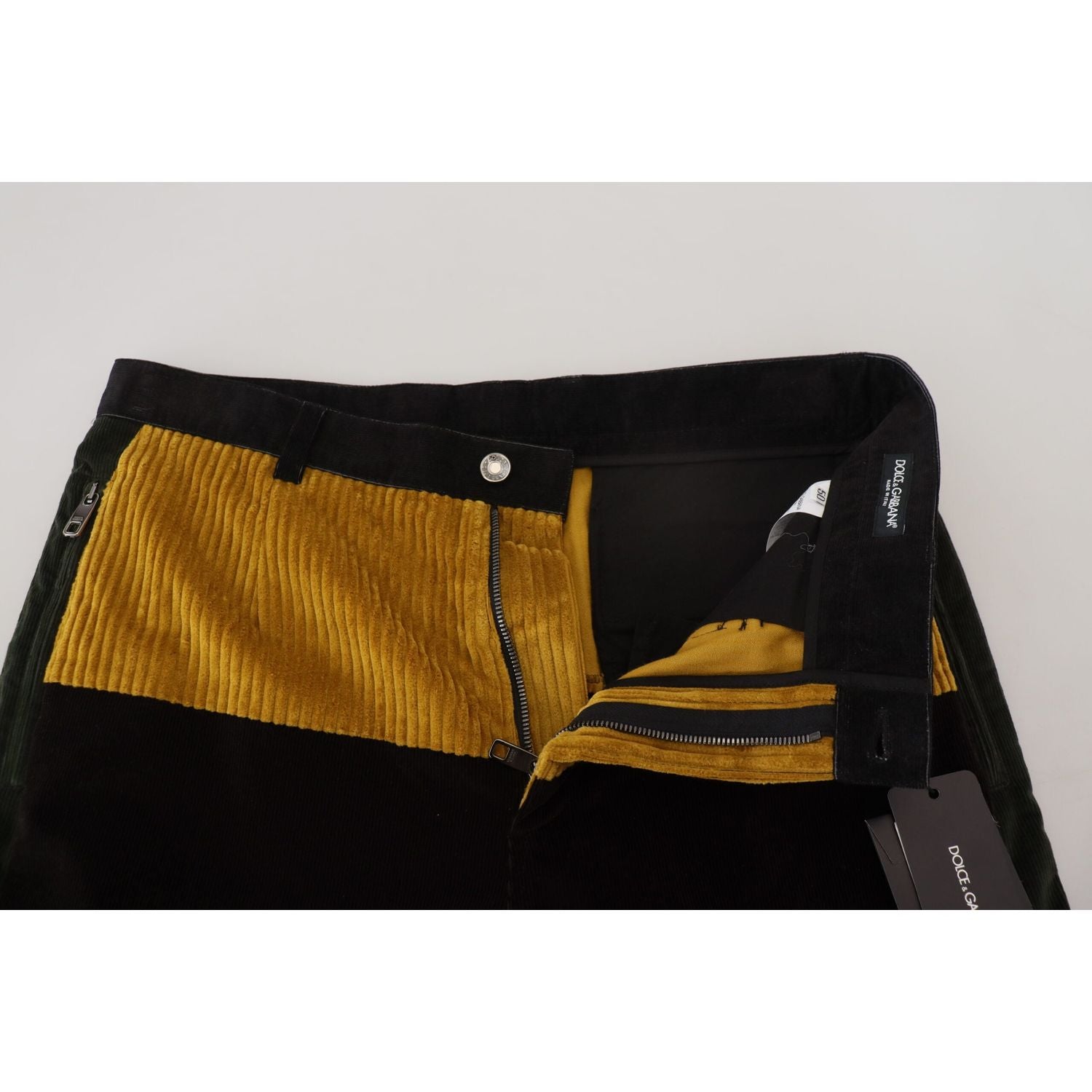 Dolce & Gabbana Black Yellow Cotton Men Pants