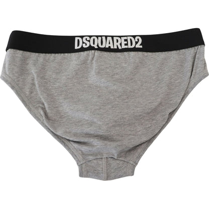 Dsquared² Gray DSURF Logo Cotton Stretch Men Brief Underwear