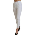 Dondup Elegant High Waist Tapered White Pants Dondup Gray