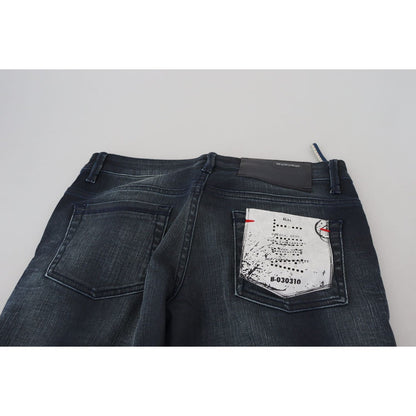 Acht Blue Washed Low Waist Slim Fit Cotton Denim Jeans