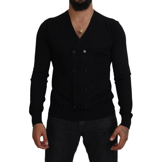 Dolce & Gabbana Black Cashmere Button Down Cardigan Sweater TSH83956-50
