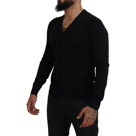 Dolce & Gabbana Black Cashmere Button Down Cardigan Sweater TSH83956-50