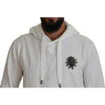 Dolce & Gabbana White Cotton Hooded Sweatshirt Logo Sweater TSH84009-48
