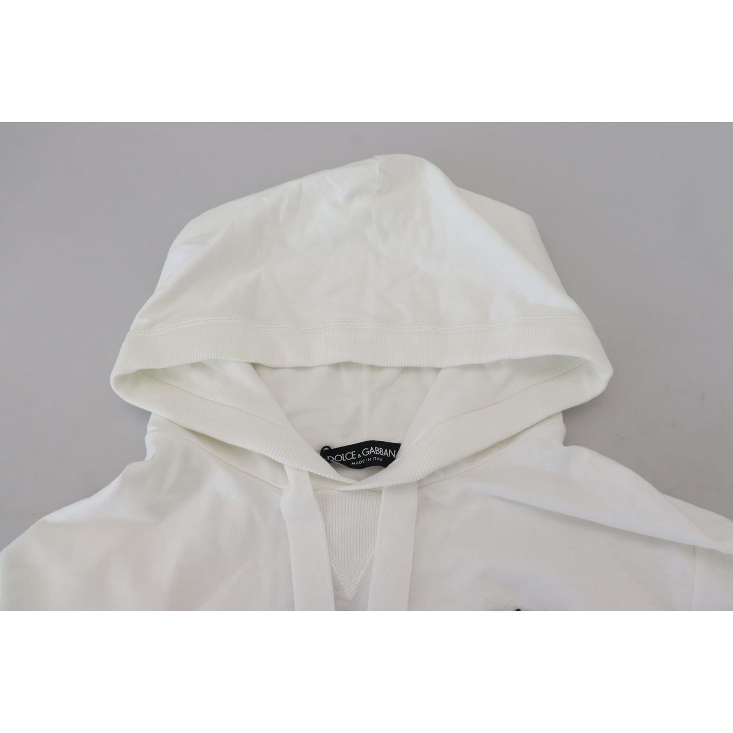 Dolce & Gabbana White Cotton Hooded Sweatshirt Logo Sweater TSH84009-48