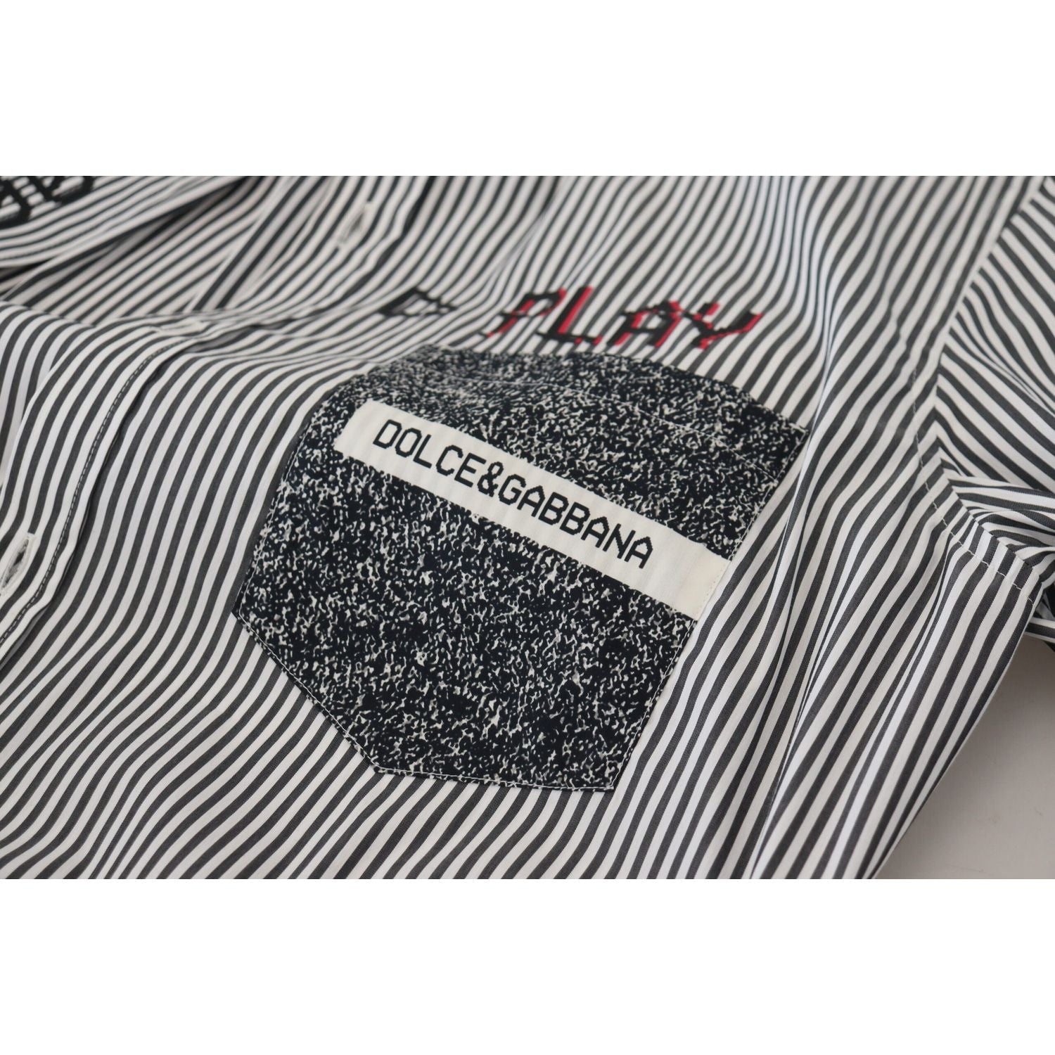 Dolce & Gabbana Black White Striped Printed Casual Cotton Shirt