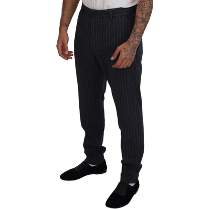 Dolce & Gabbana Dark Gray Stripes Chino Dress Pants