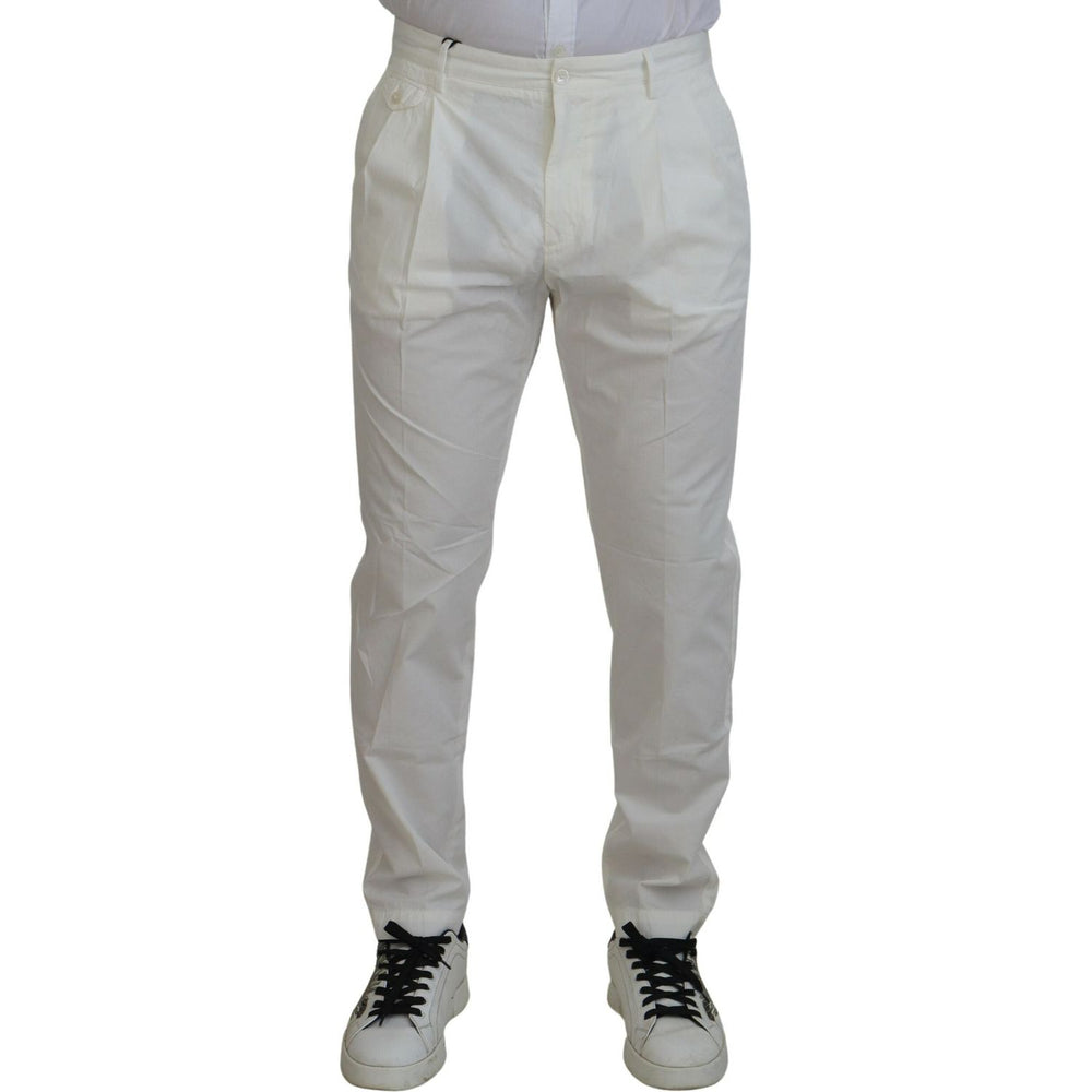 Dolce & Gabbana Elegant White Cotton Chino Pants Dolce & Gabbana Dark Gray