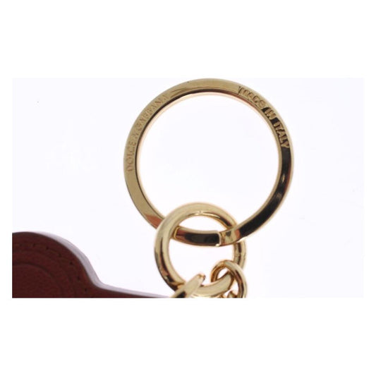 Dolce & Gabbana Brown Leather Miss SICILY Gold Finder Chain Keychain SIG15030