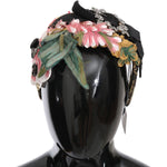 Dolce & Gabbana Multicolor Tiara Floral Crystal Bow Diadem Headband
