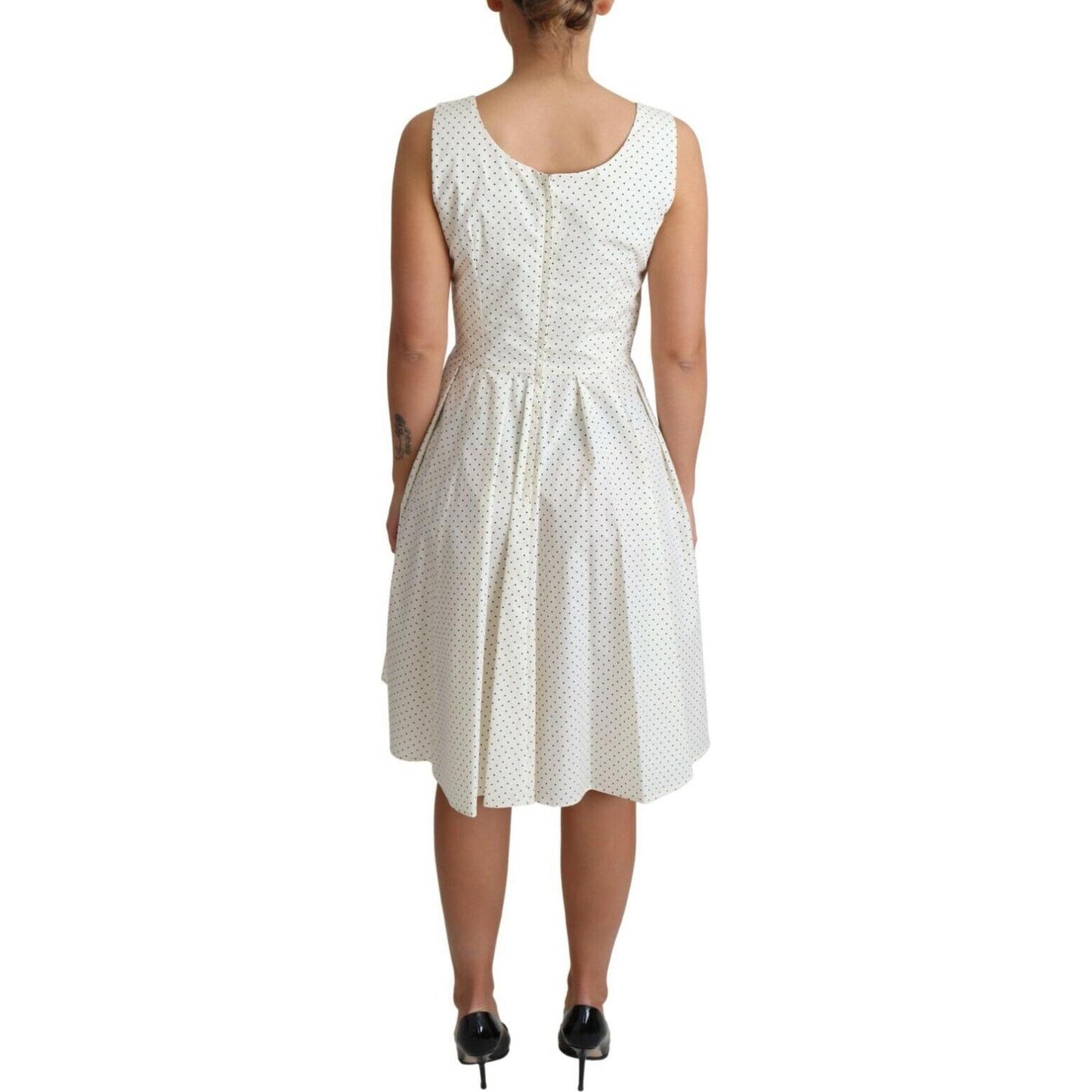 Dolce & Gabbana White Polka Dotted Cotton A-Line Dress