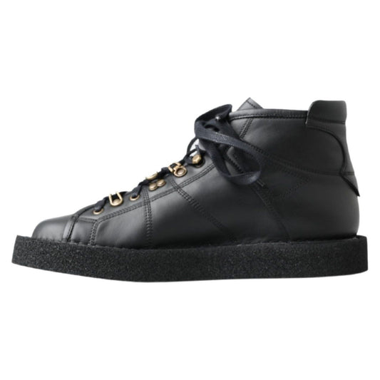 Dolce & Gabbana Black Leather Slip on Stretch Boots