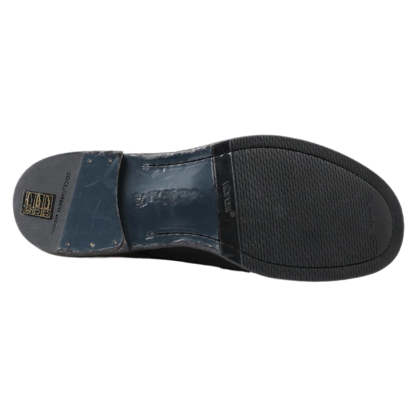 حذاء دولتشي آند غابانا إيكويزيت الجلدي الأسود برباط