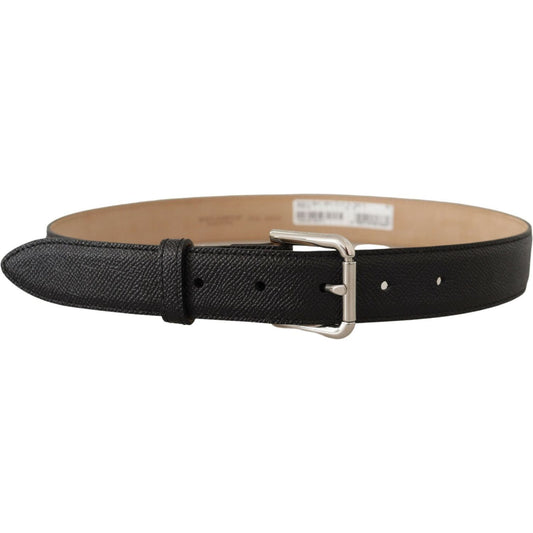 Dolce & Gabbana Black Calf Leather Brown Backend Metal Buckle Belt BEL8553- 75