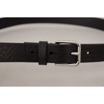 Dolce & Gabbana Black Calf Leather Silver Tone Logo Metal Buckle Belt BEL8567-80